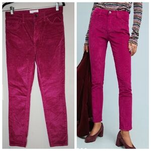Current/Elliott The Stiletto High-Rise Pink Corduroy Skinny Ankle Pants Size 29